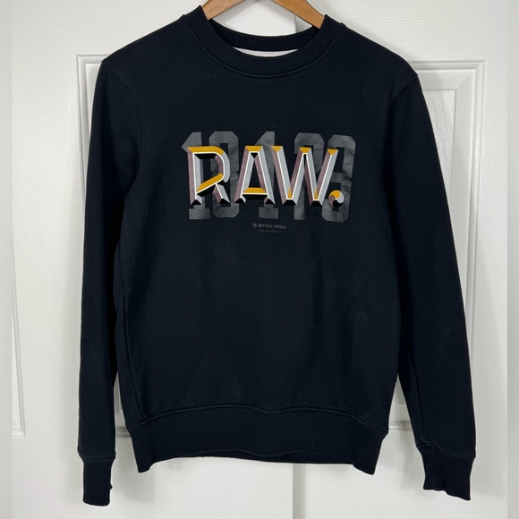 G-Star Raw Regular Crew Neck Graphic Sweatshirt Men's Size S Black‎ - Picture 1 of 10